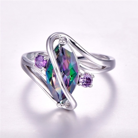 Jewelry - Rainbow Topaz wrapped in Sterling Silver Ring
